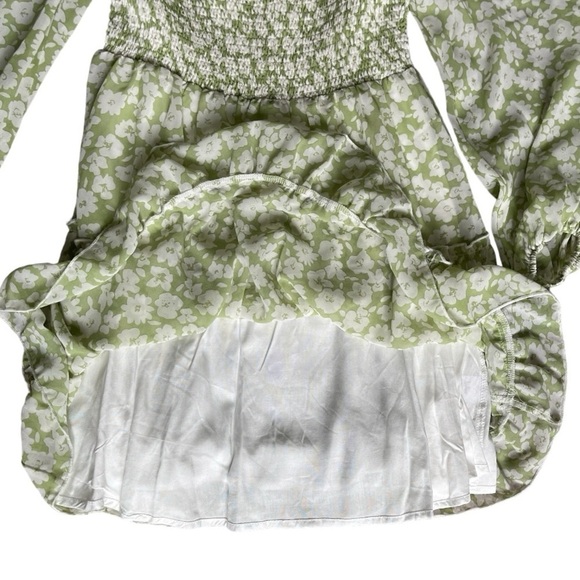 Lulus Green Floral Smocked Mini Dress | Long Sleeve Tiered | Size Small | NWT - Picture 7 of 10